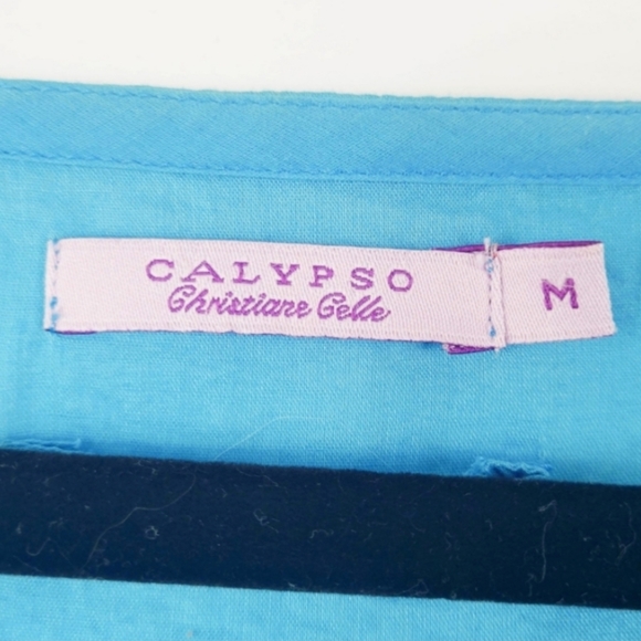 CALYPSO Christiane Celle Blue Boho Dress Size Medium - Picture 4 of 5